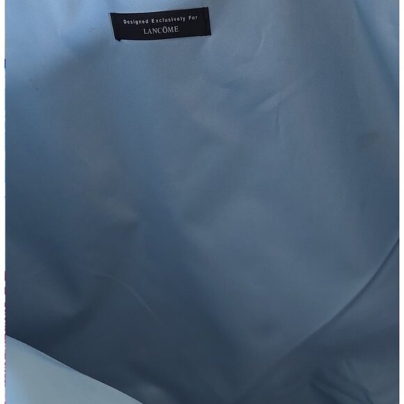 Lancome Bon Voyage Paris Blue Pink Canvas Tote Bag Purse - Picture 4 of 4